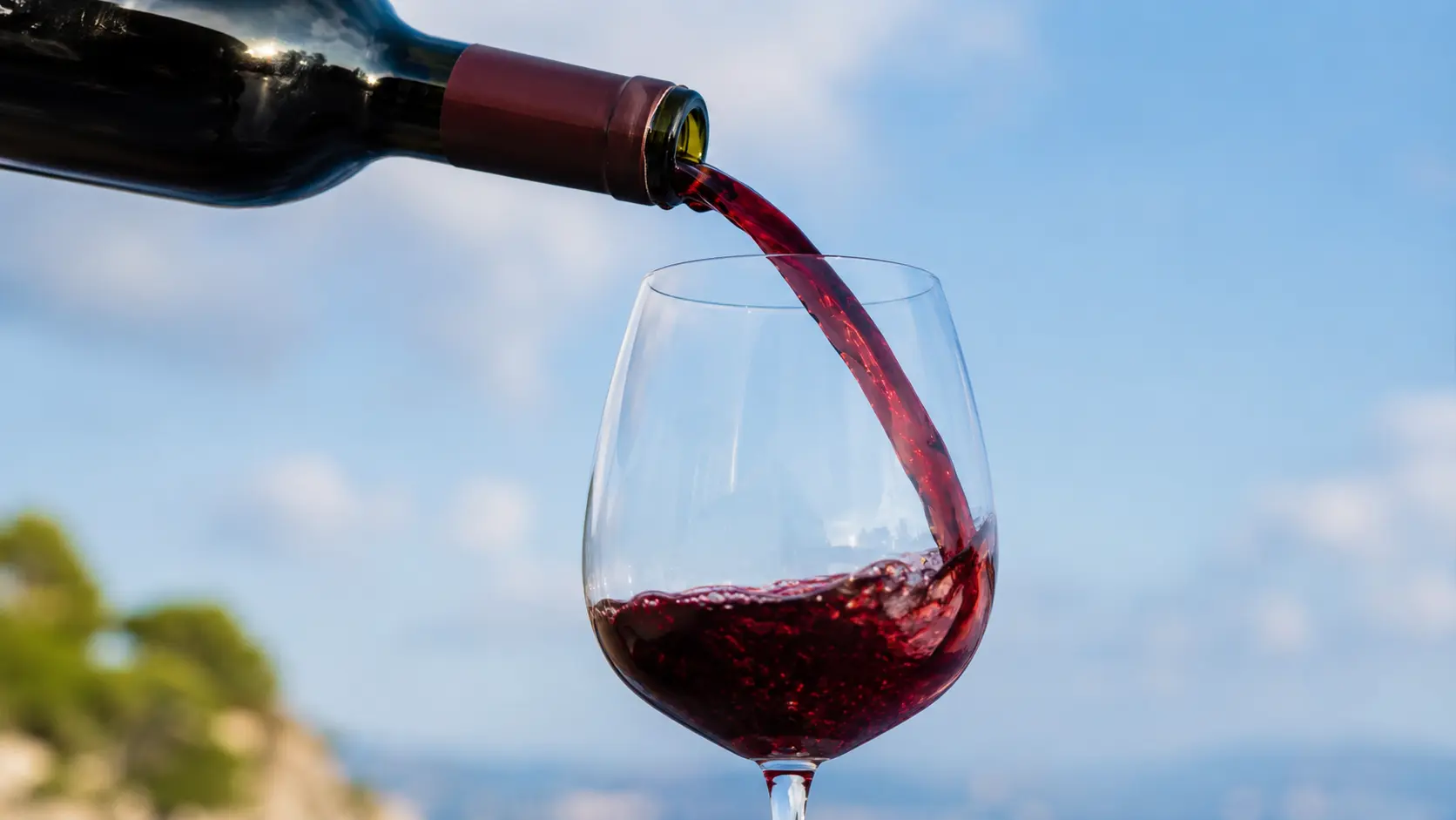 Vino rosso che si versa nel calice